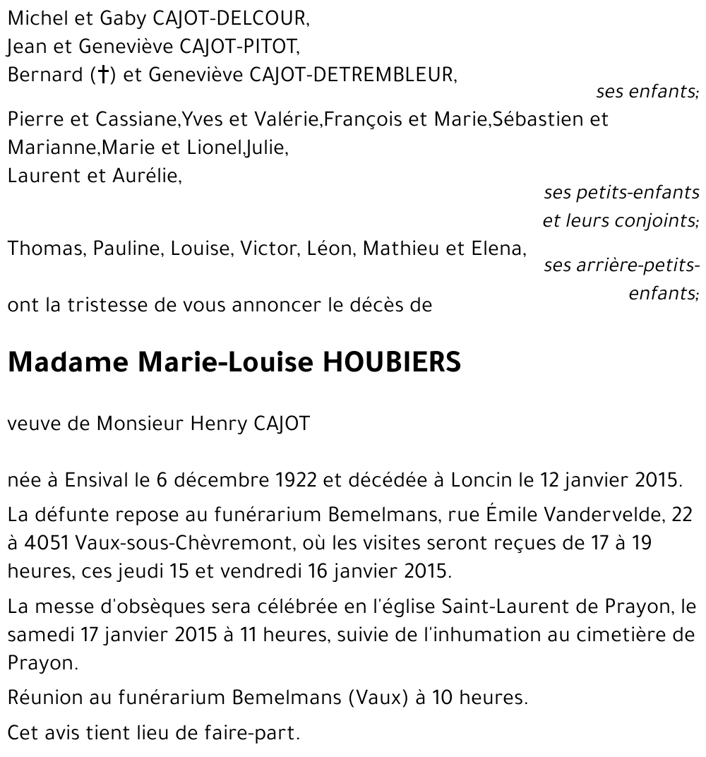 Marie-Louise HOUBIERS