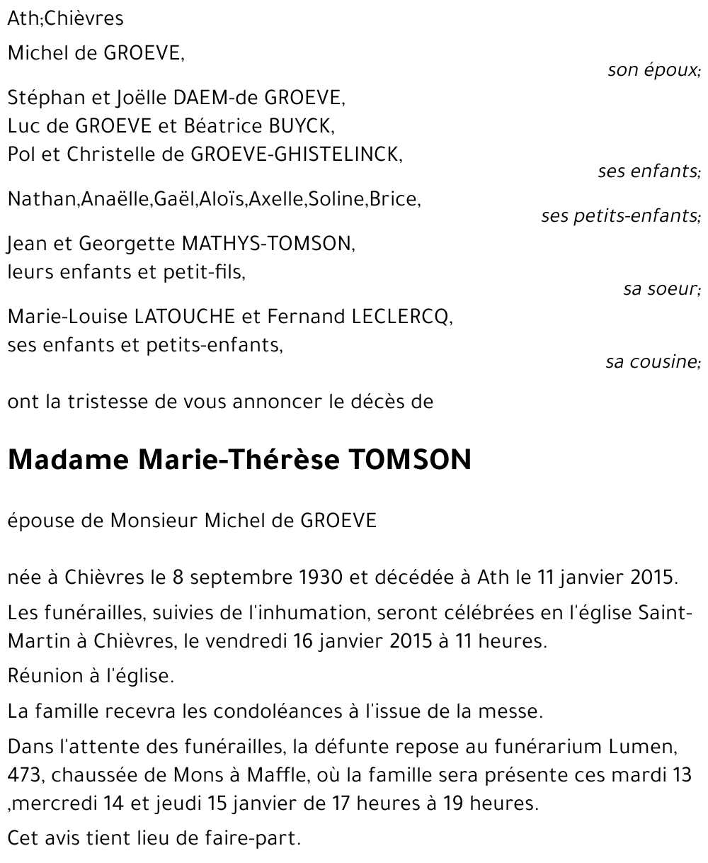 Marie-Thérèse TOMSON