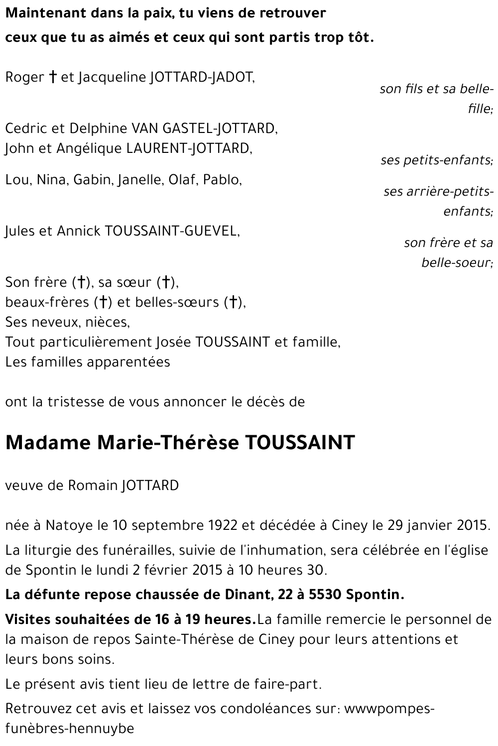 Marie-Thérèse TOUSSAINT