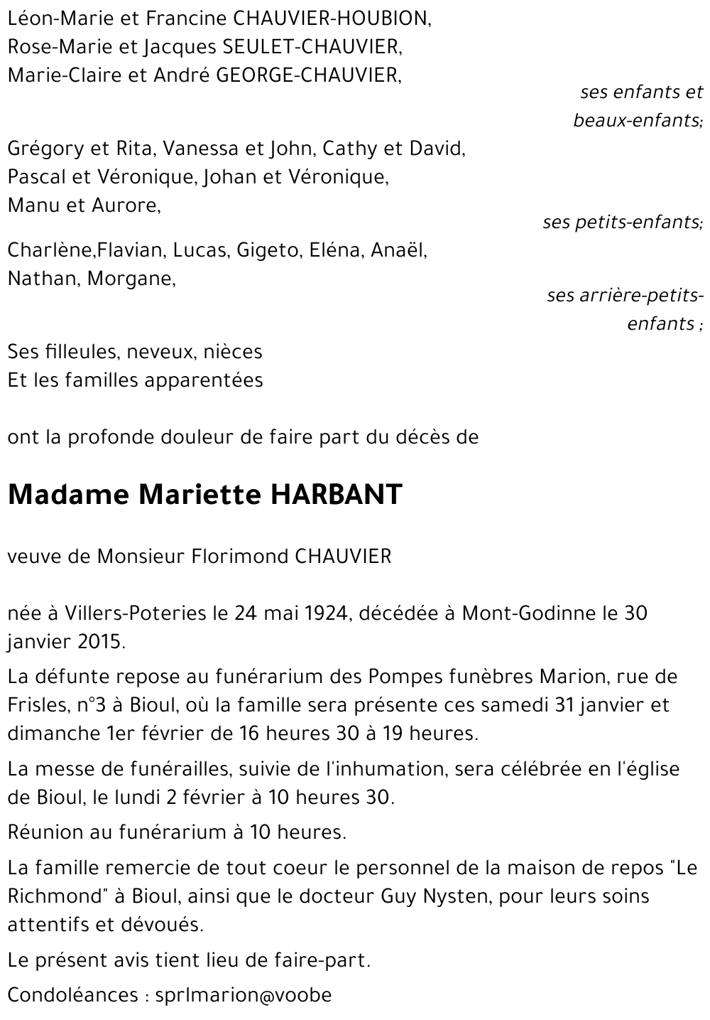 Mariette HARBANT