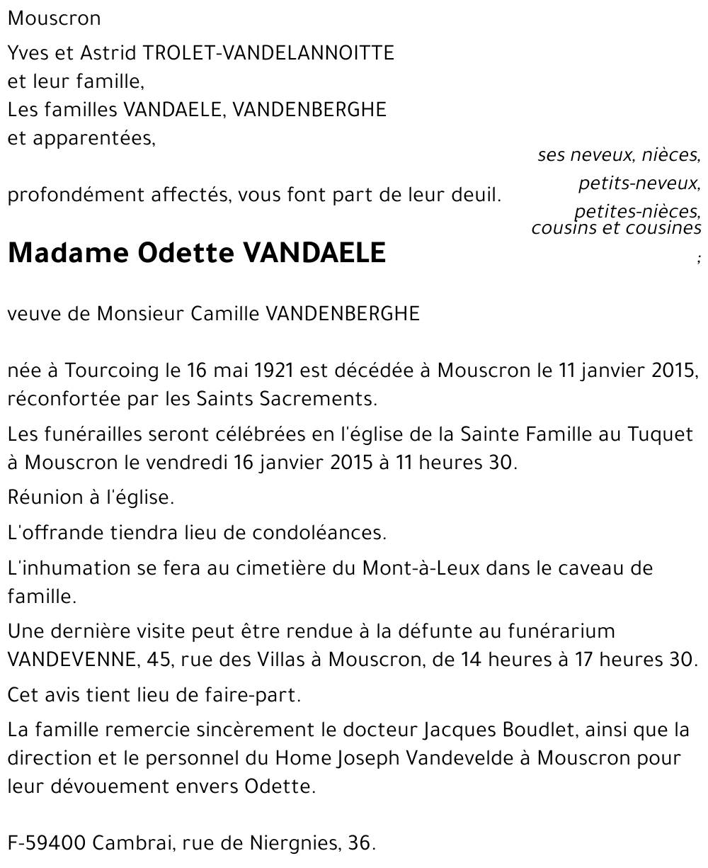 Odette VANDAELE