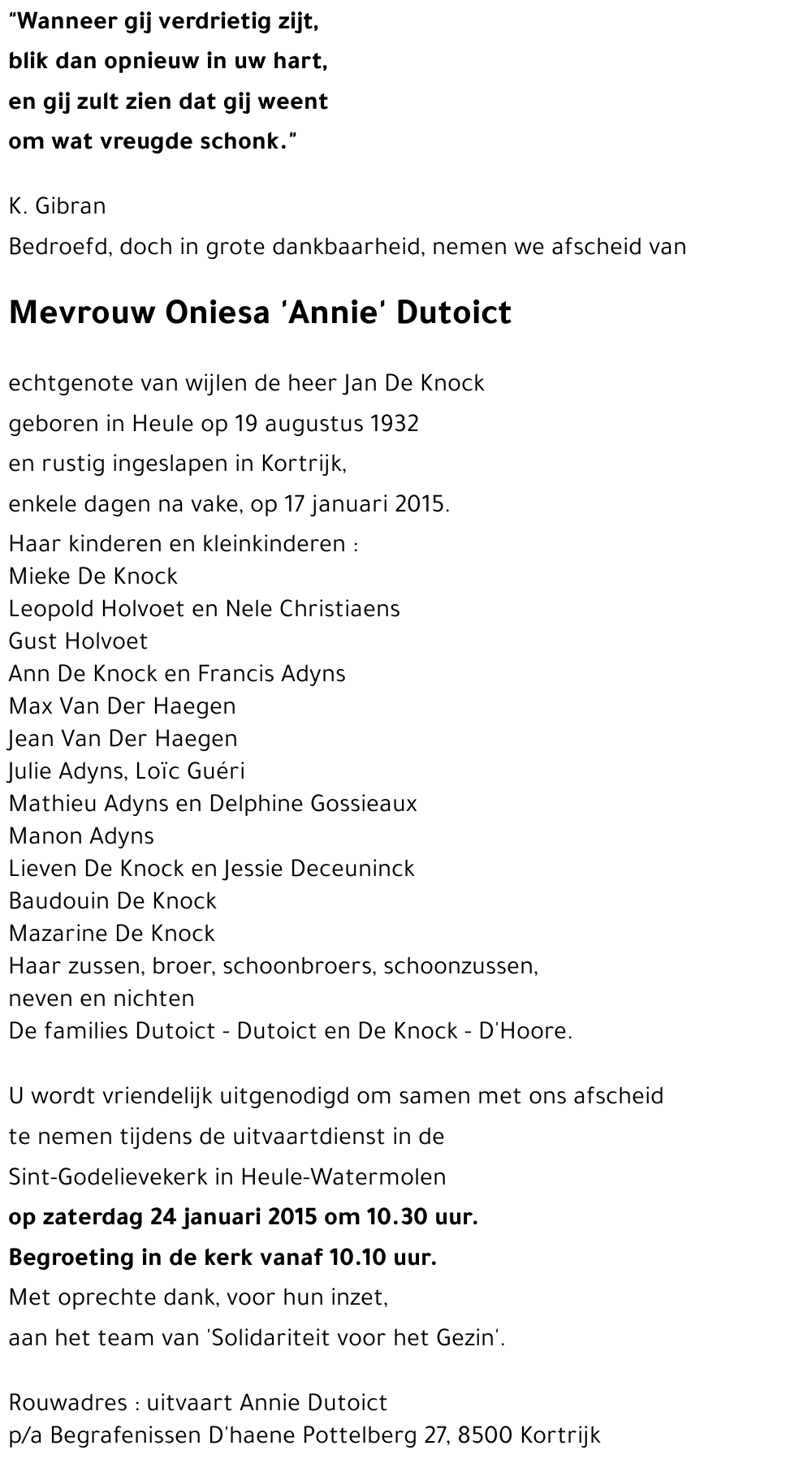 Oniesa 'Annie' Dutoict