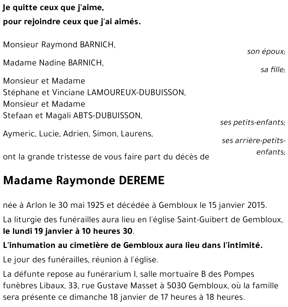 Raymonde DEREME
