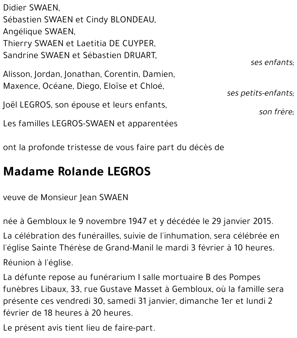 Rolande LEGROS