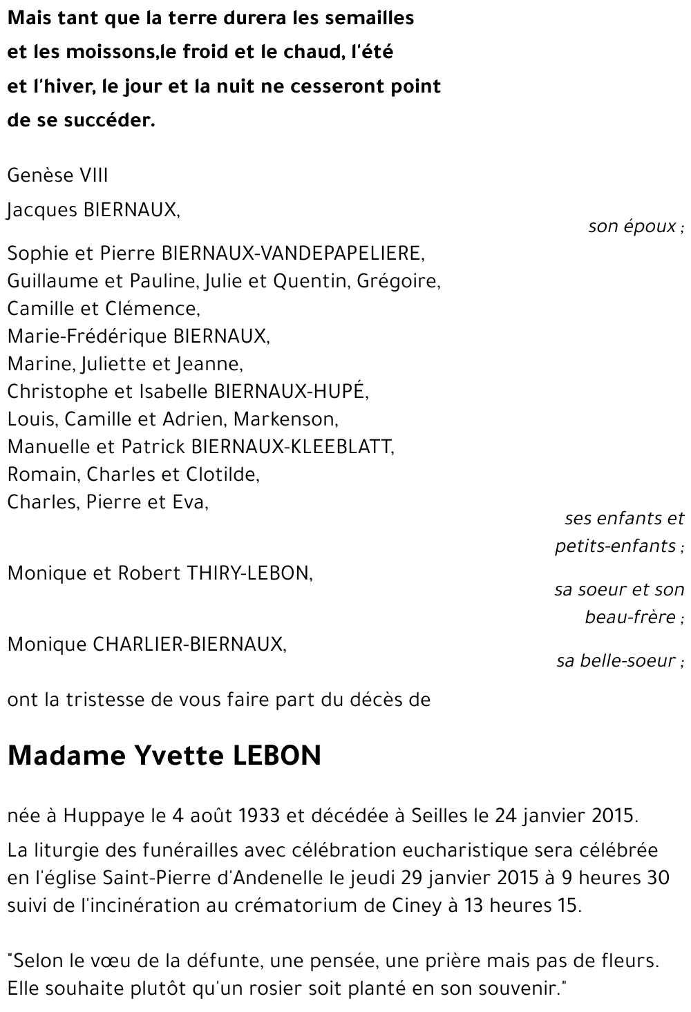 Yvette LEBON