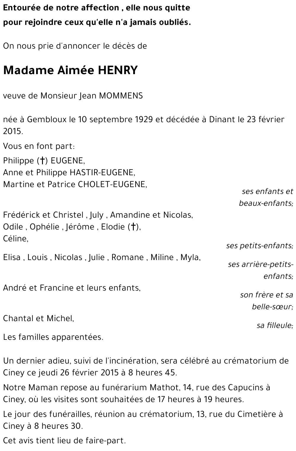 aimée HENRY