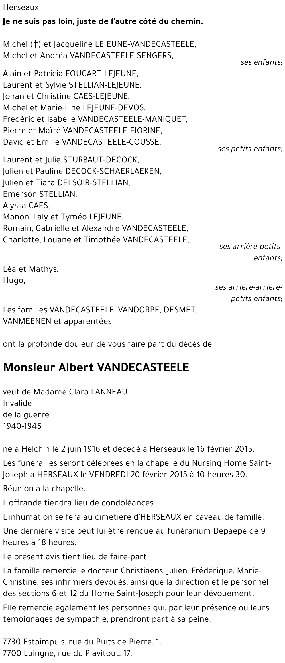 Albert VANDECASTEELE