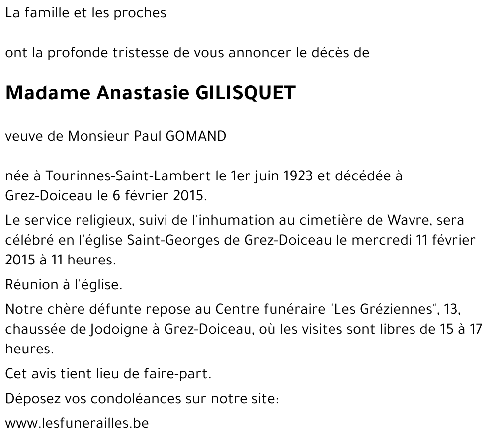 Anastasie GILISQUET