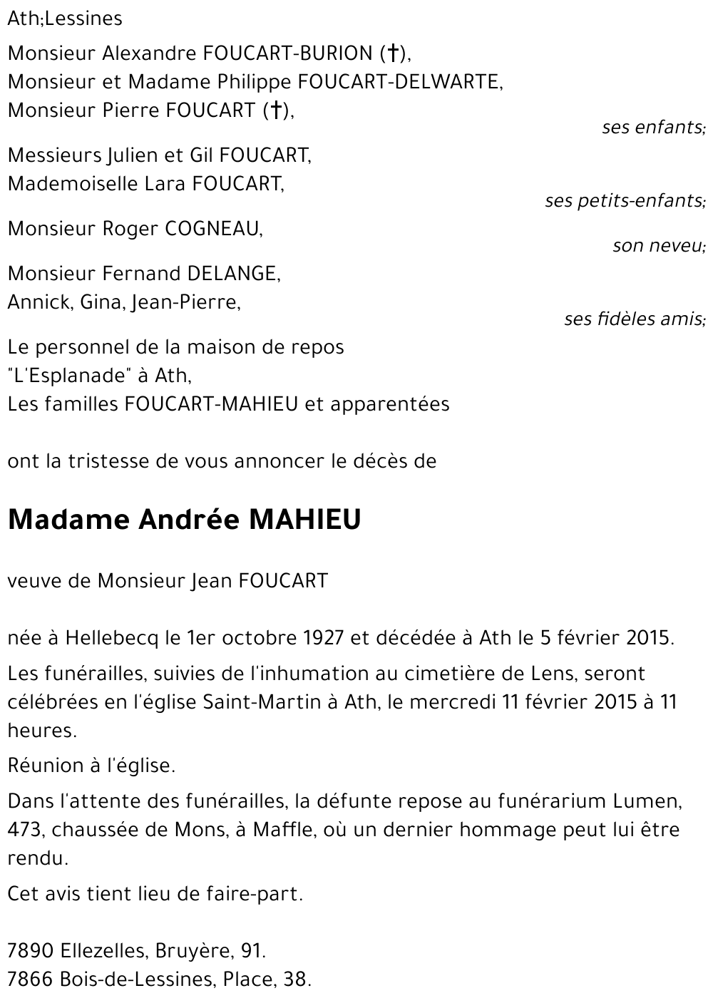 Andrée MAHIEU