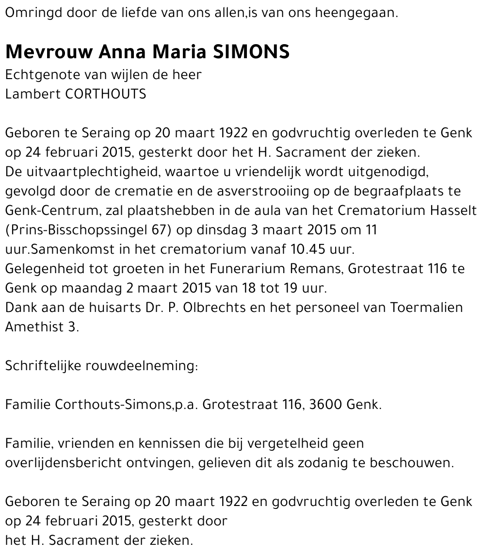 Anna Maria SIMONS