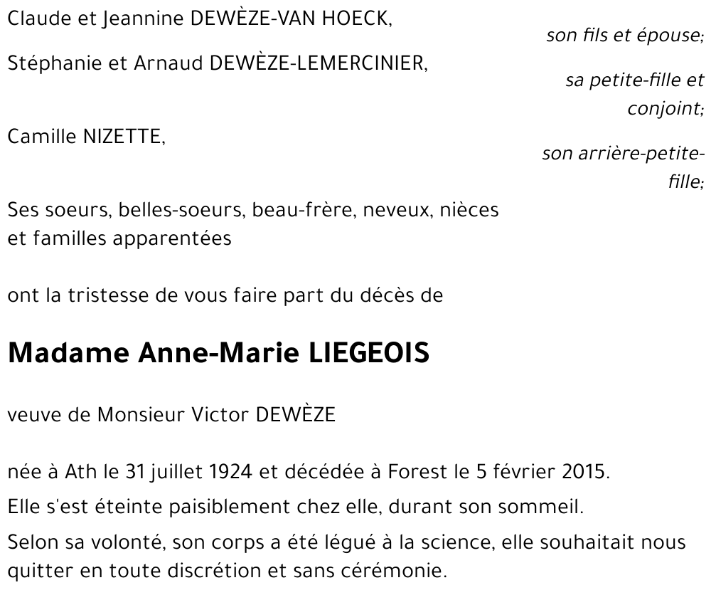 Anne-Marie LIEGEOIS