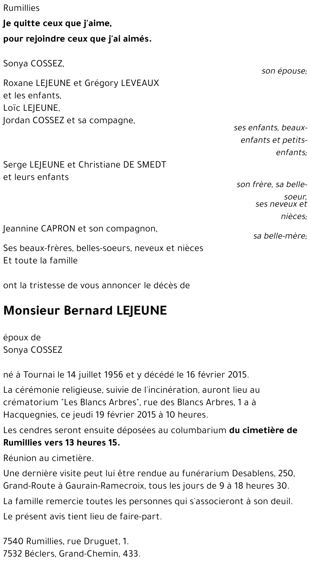 Bernard LEJEUNE