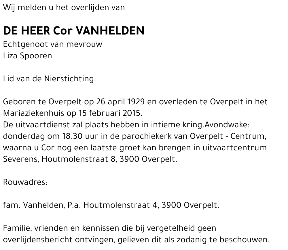 Cor Vanhelden