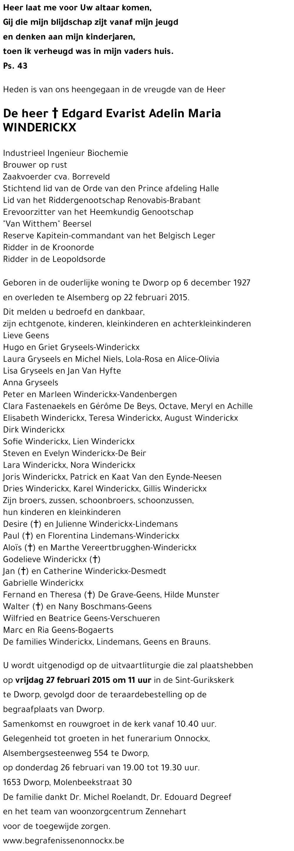 Edgard Evarist Adelin Maria WINDERICKX