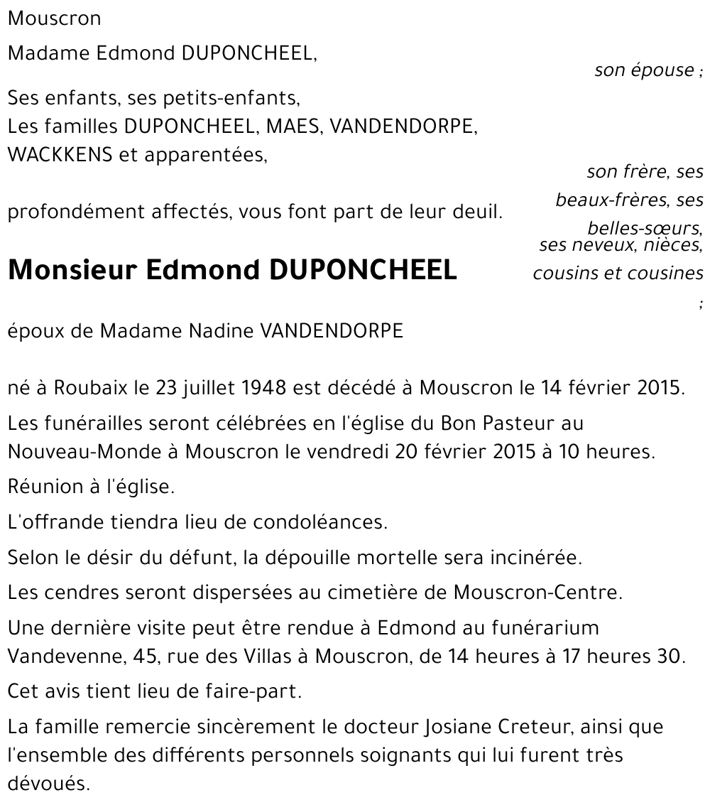 Edmond DUPONCHEEL