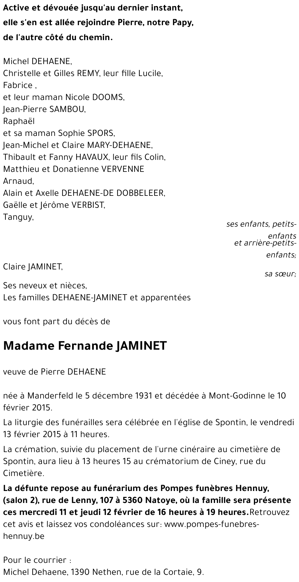 Fernande JAMINET