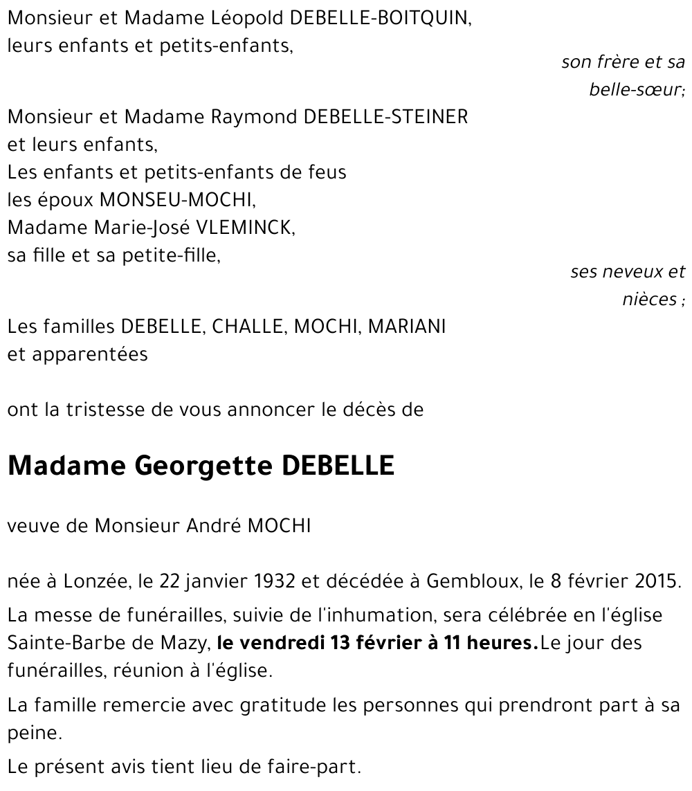 Georgette DEBELLE