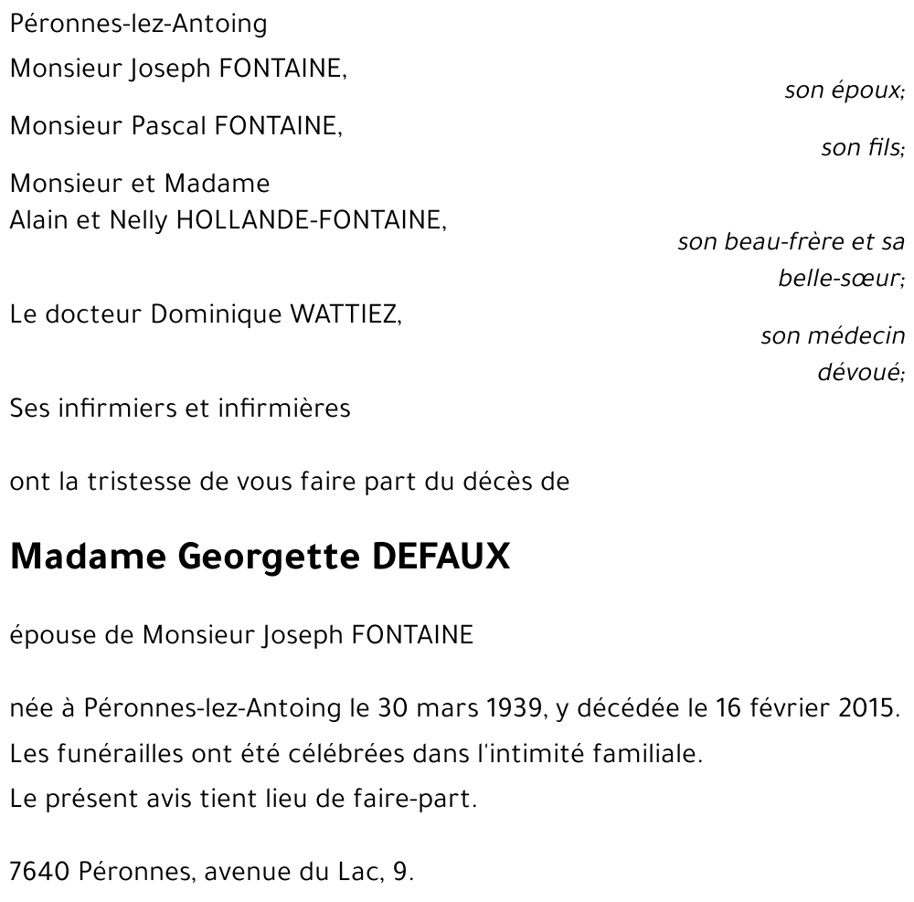 Georgette DEFAUX