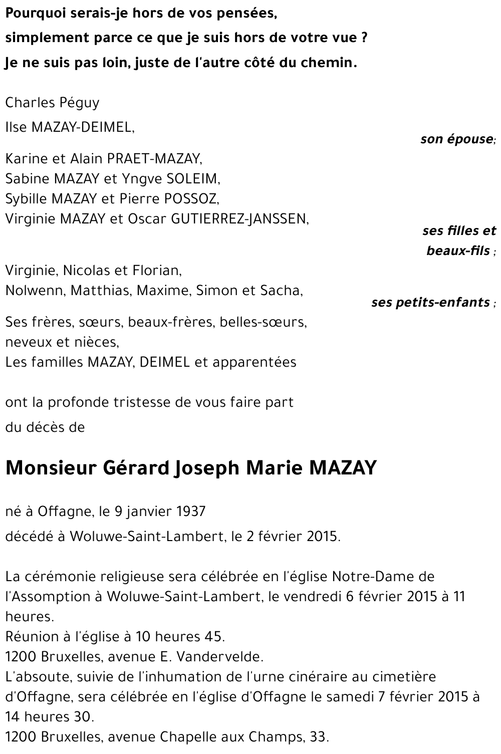 Gérard Joseph Marie MAZAY