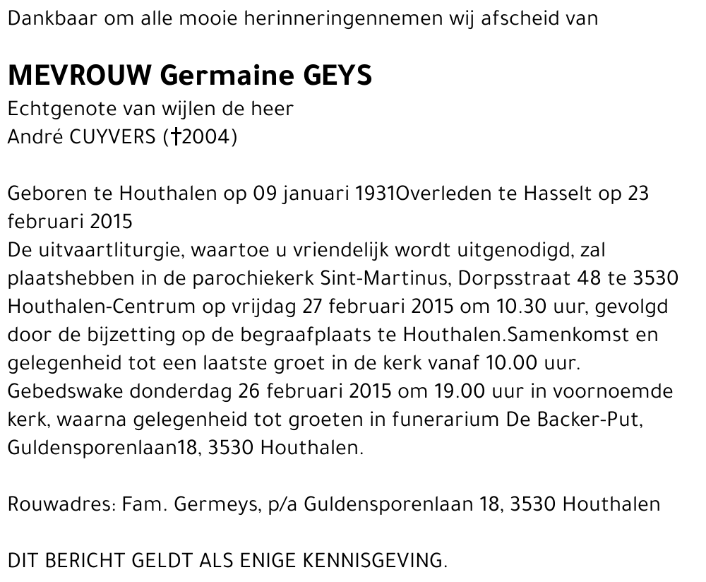 Germaine GEYS