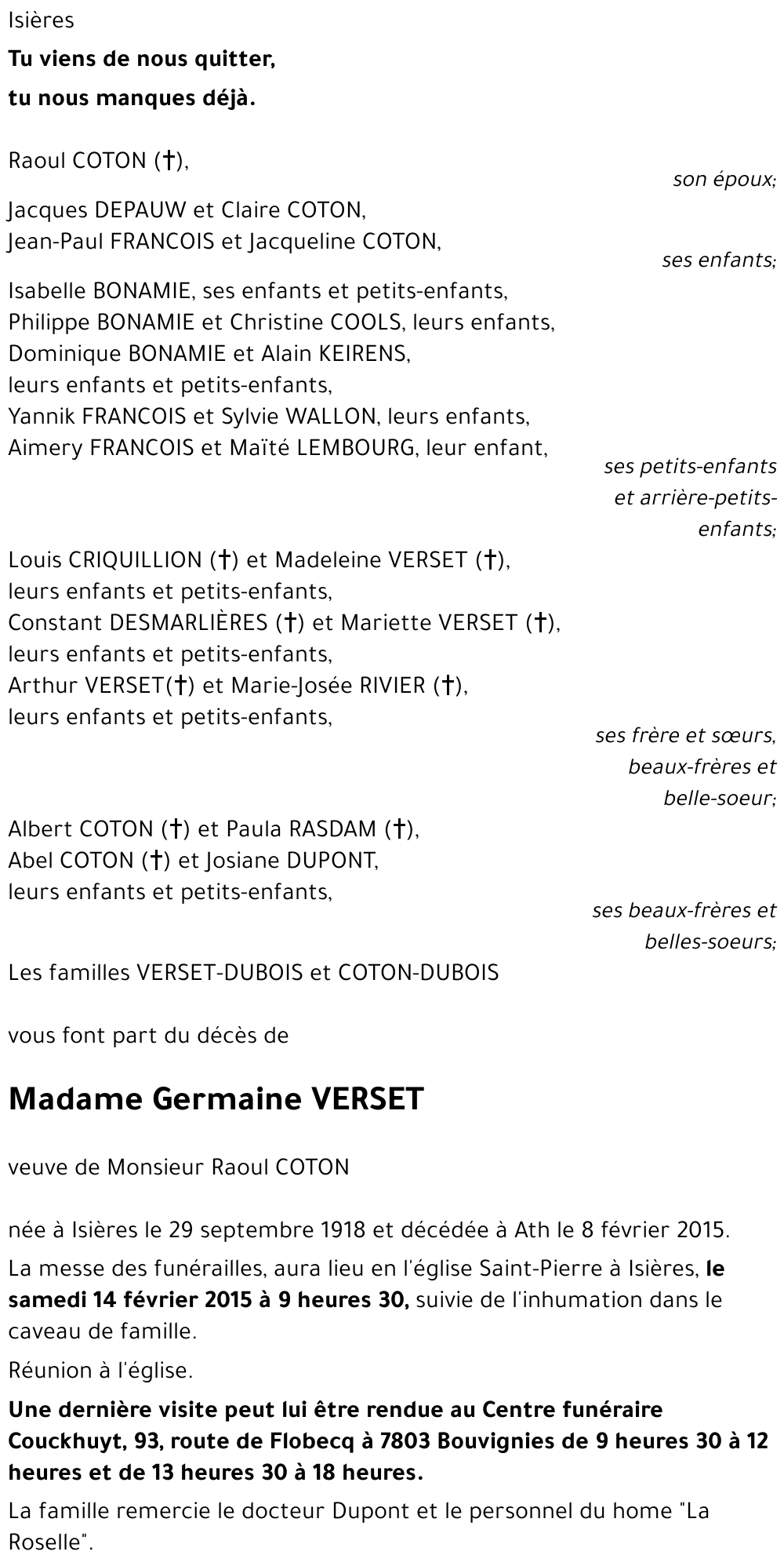 Germaine VERSET