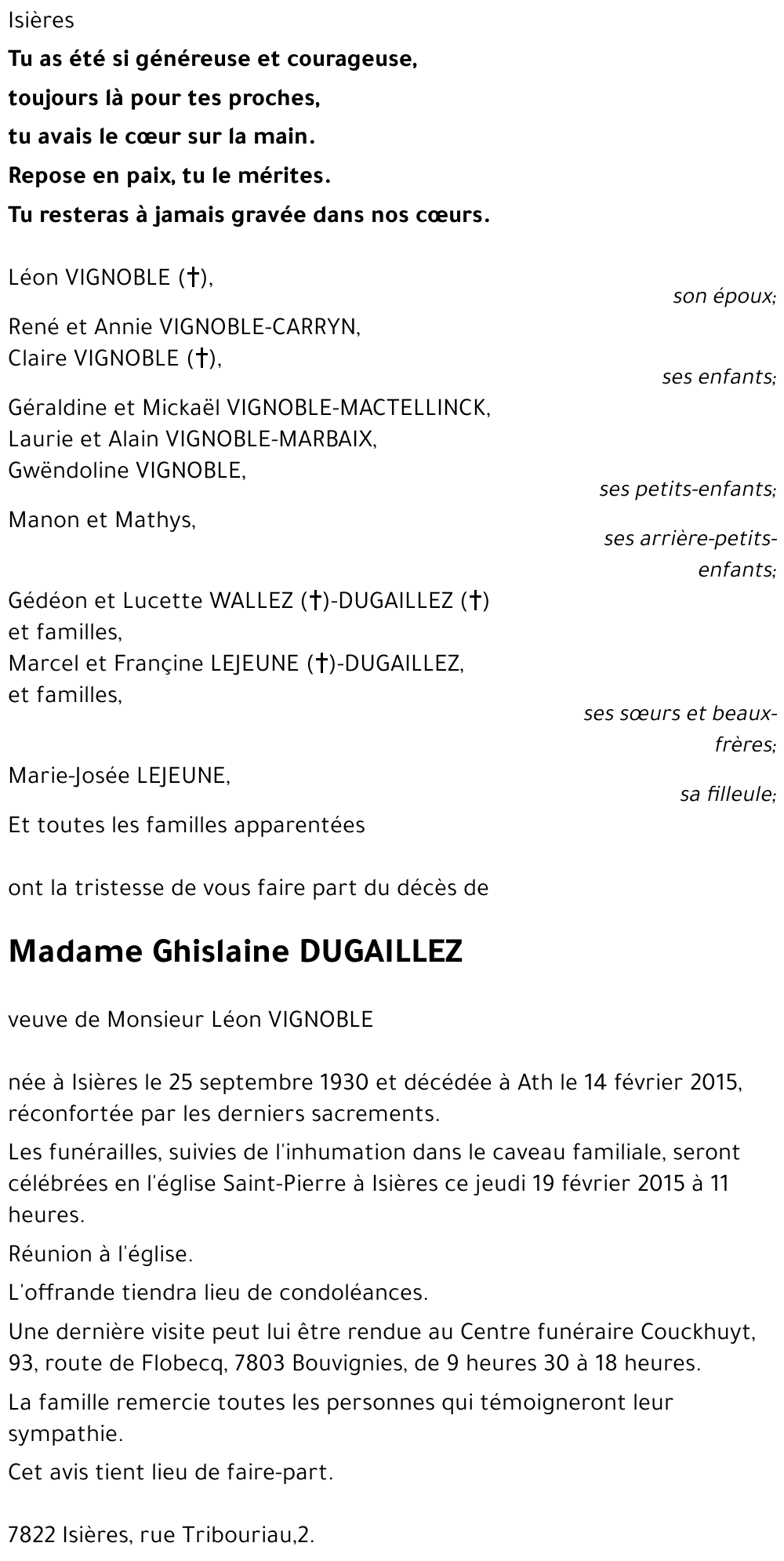 Ghislaine DUGAILLEZ