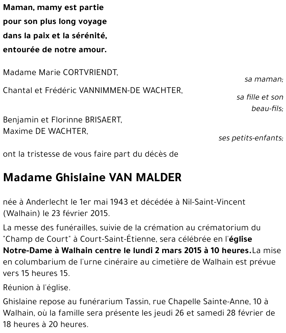 Ghislaine VAN MALDER