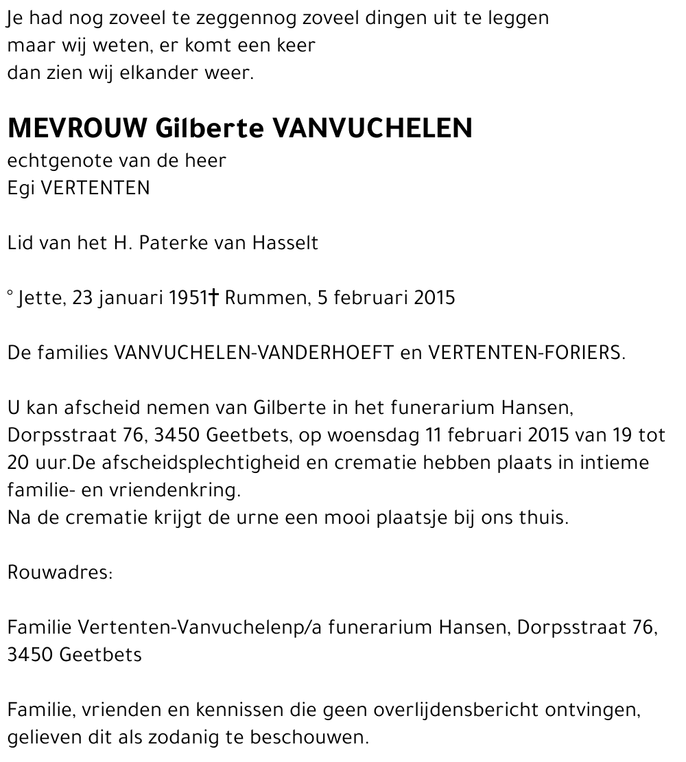 Gilberte VANVUCHELEN