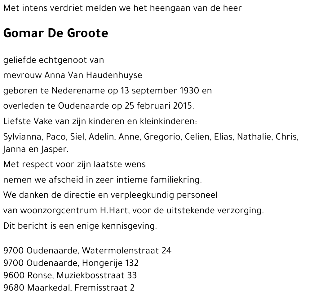 Gomar De Groote