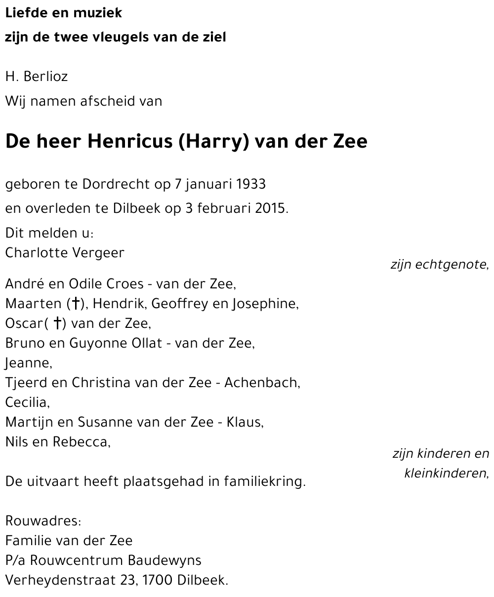 Henricus (Harry) van der Zee