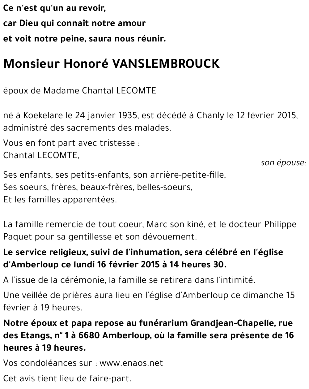 Honoré VANSLEMBROUCK