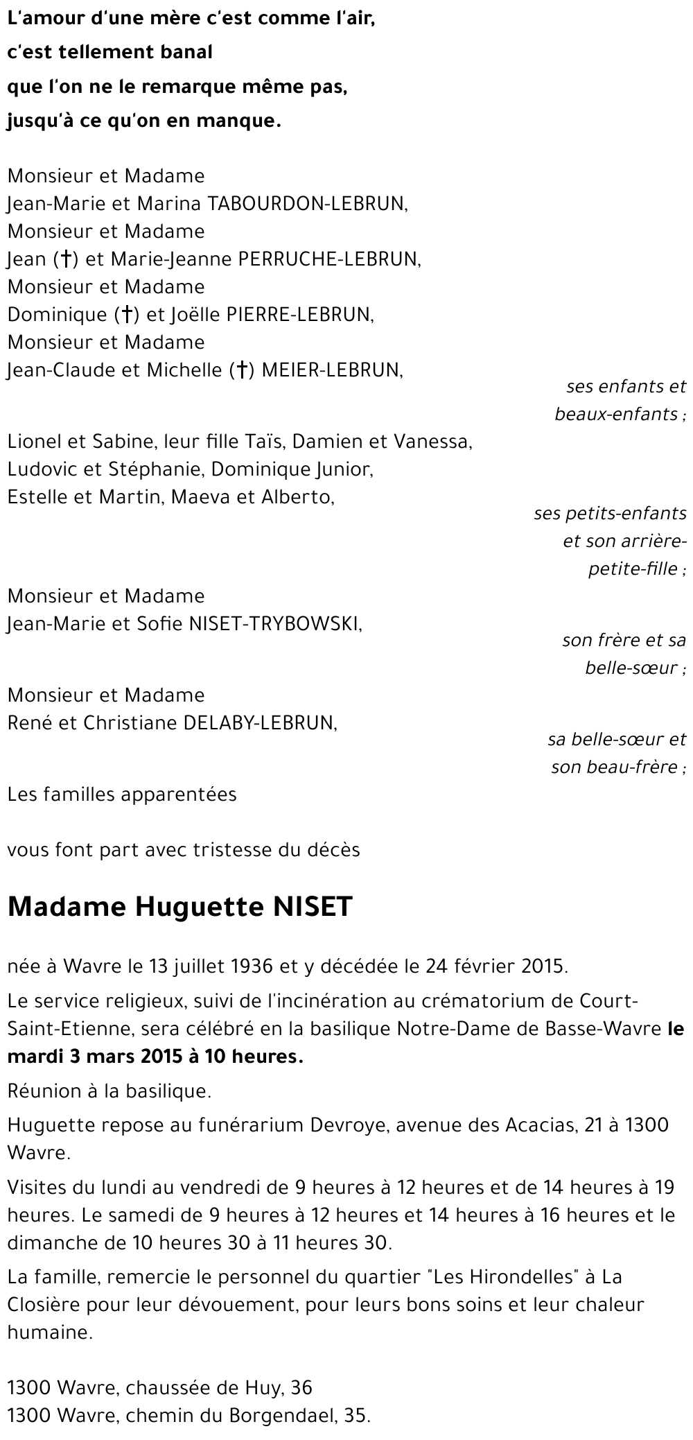 Huguette NISET