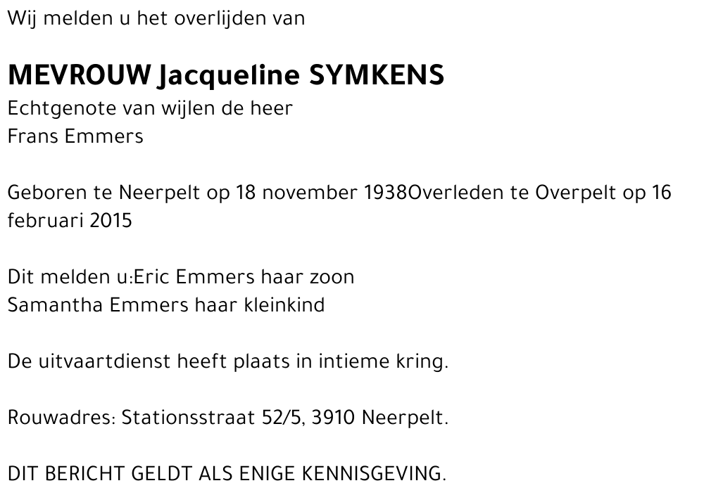 Jacqueline Symkens