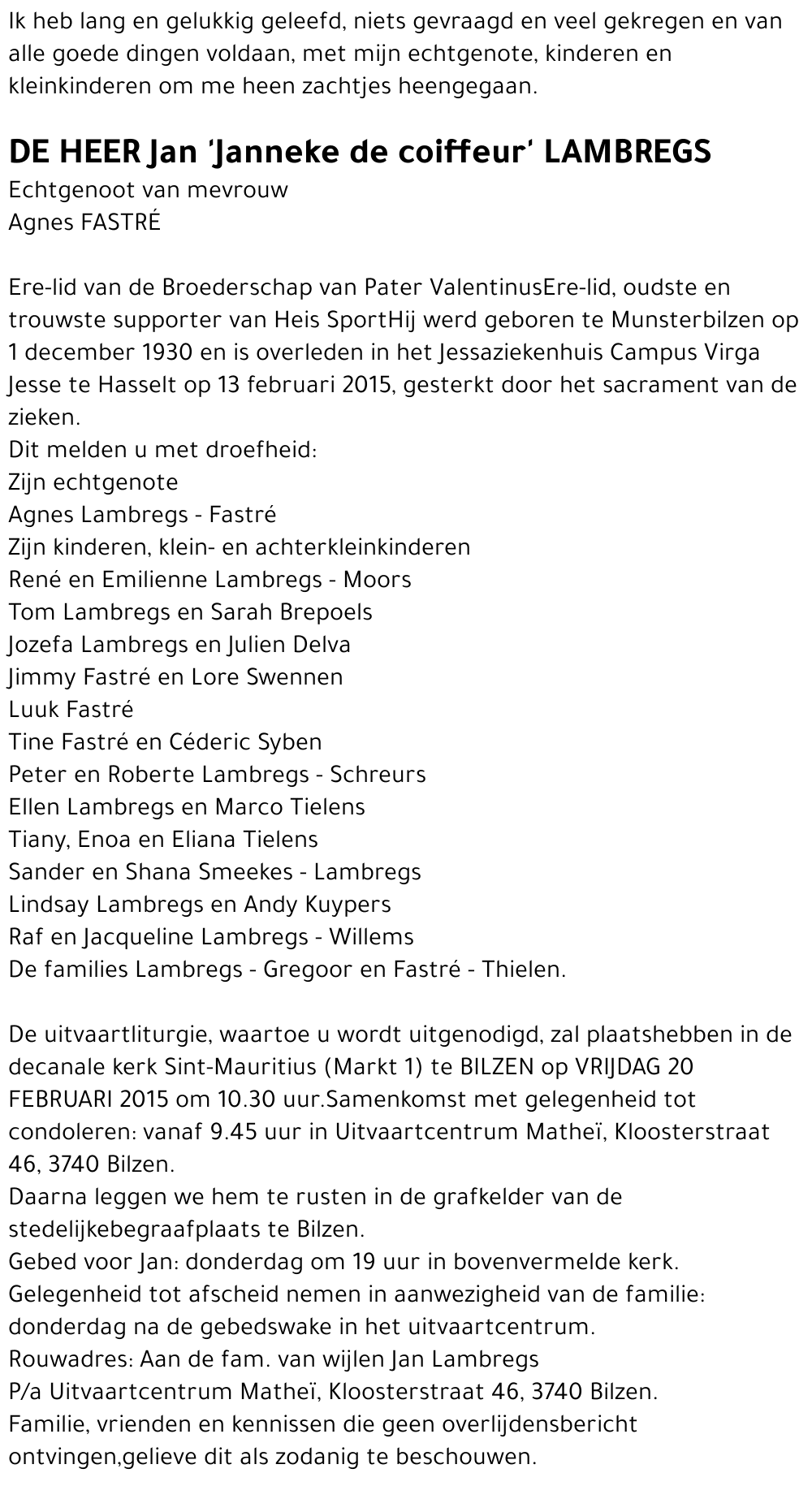 Jan 'Janneke de coiffeur' LAMBREGS