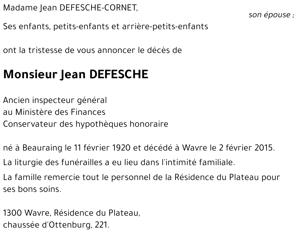 Jean DEFESCHE