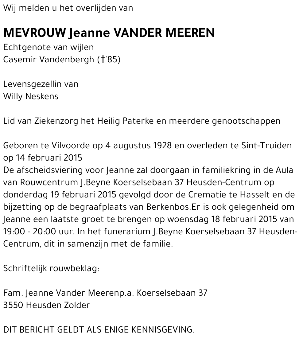 Jeanne Vander Meeren