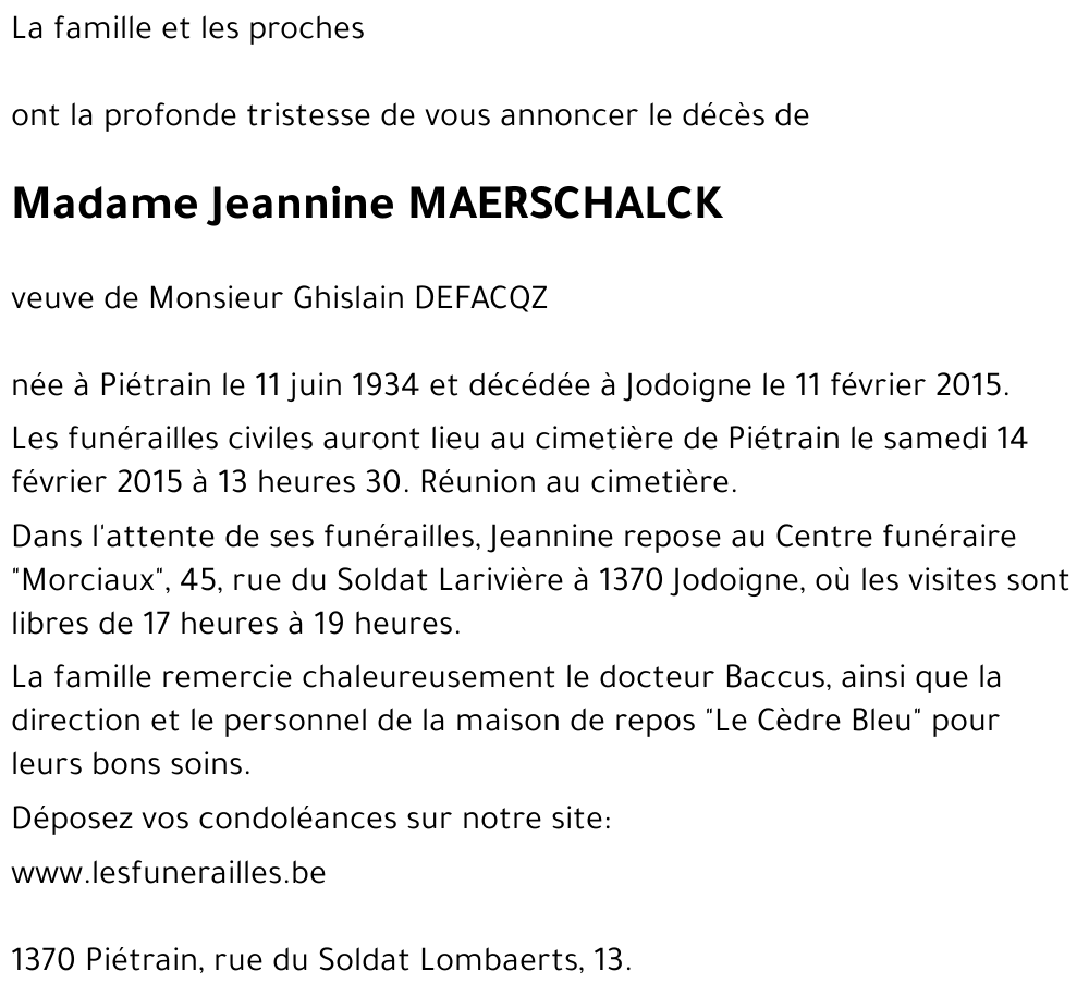 Jeannine MAERSCHALCK