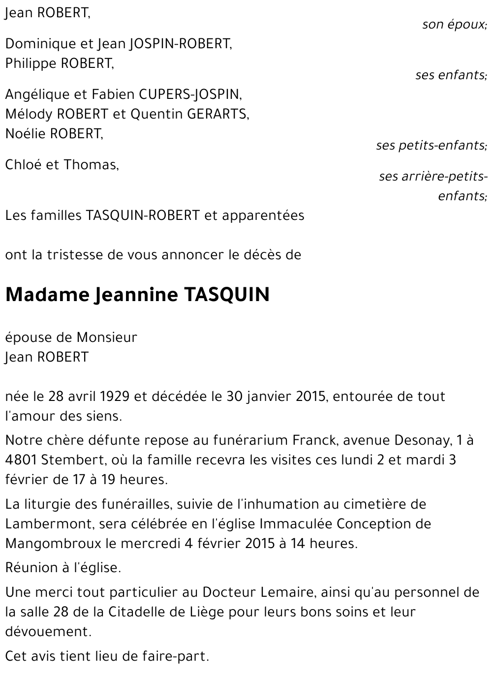 Jeannine TASQUIN