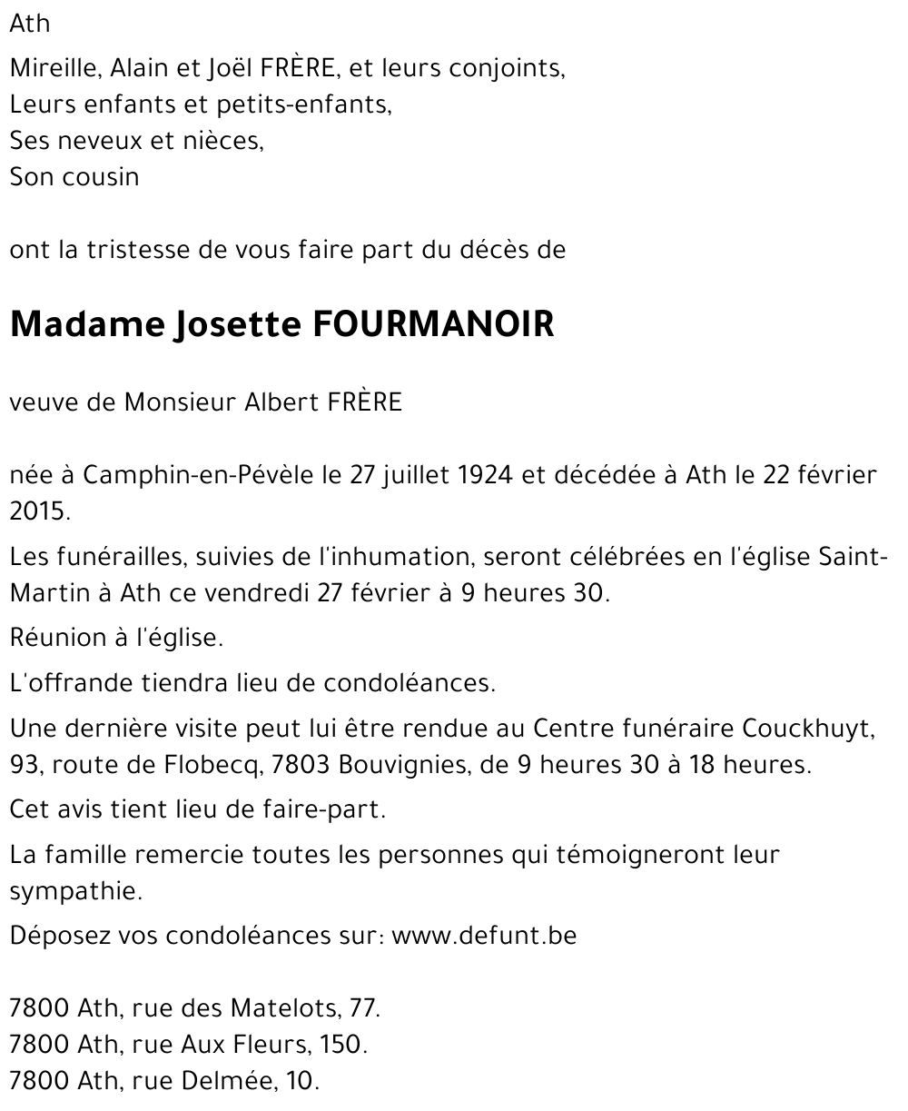 Josette FOURMANOIR