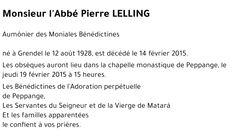 l'Abbé Pierre LELLING