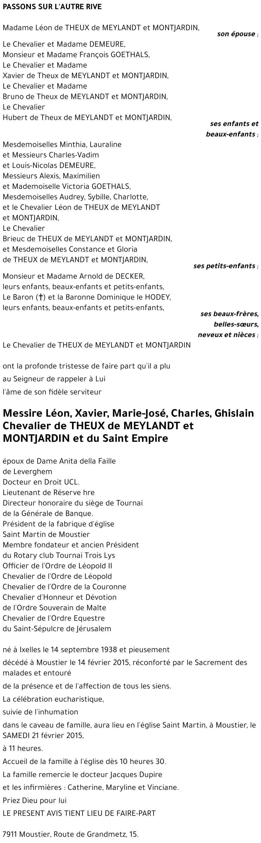 Léon de THEUX de MEYLANDT et MONTJARDIN