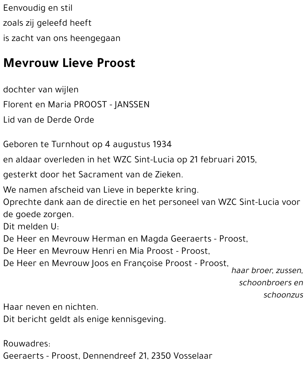 Lieve Proost