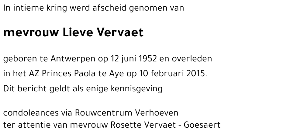 Lieve Vervaet