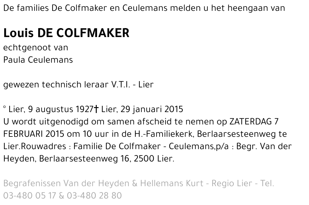 Louis De Colfmaker