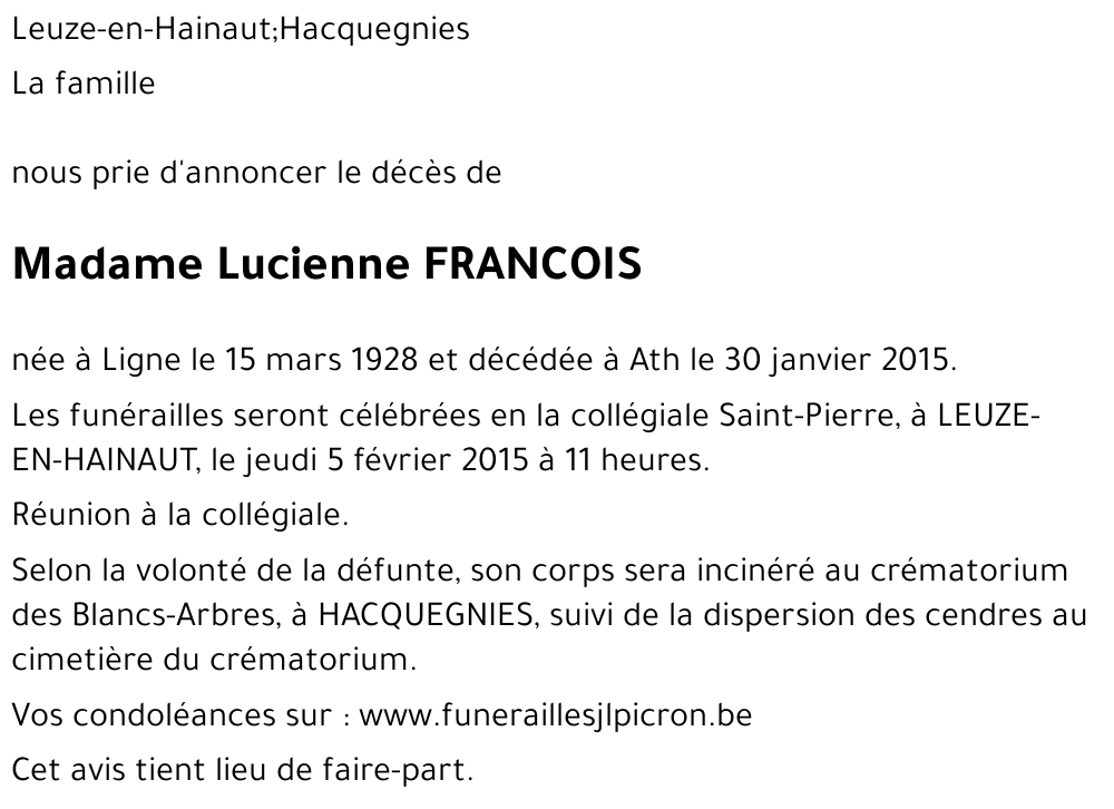 Lucienne FRANCOIS