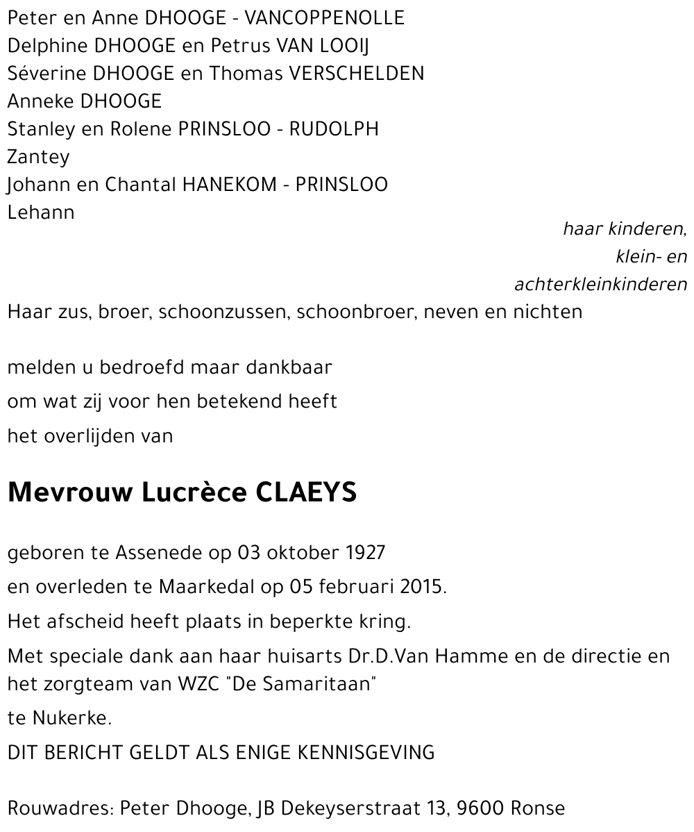 Lucrèce CLAEYS