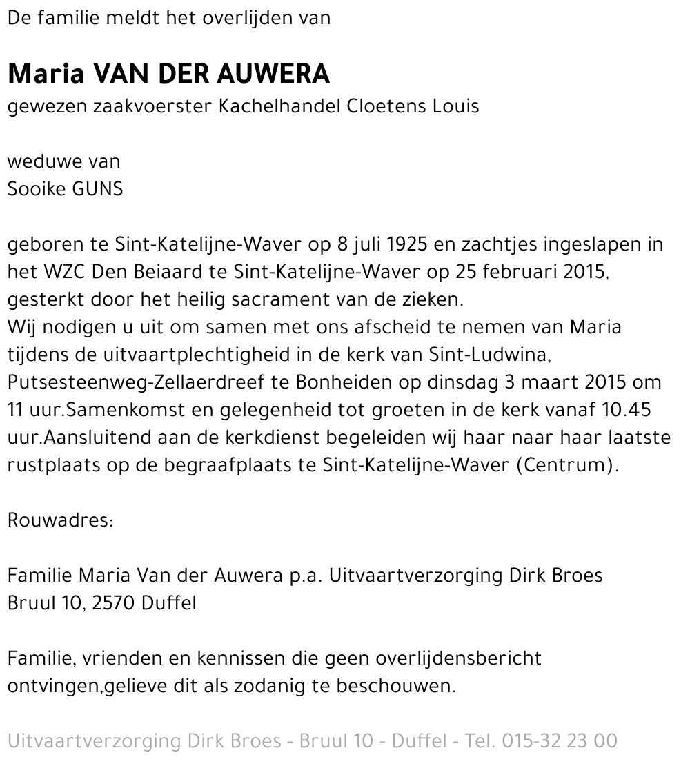 Maria Van der Auwera
