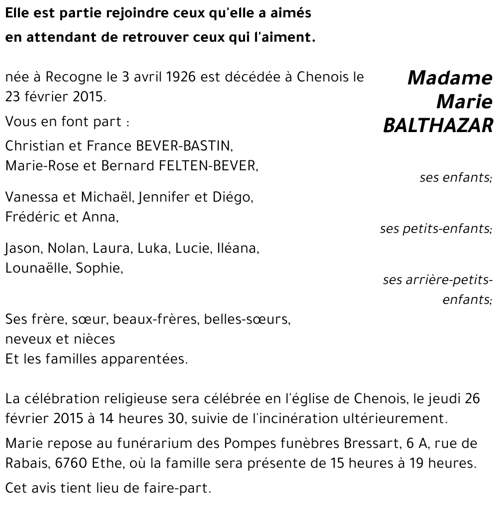 Marie BALTHAZAR 
