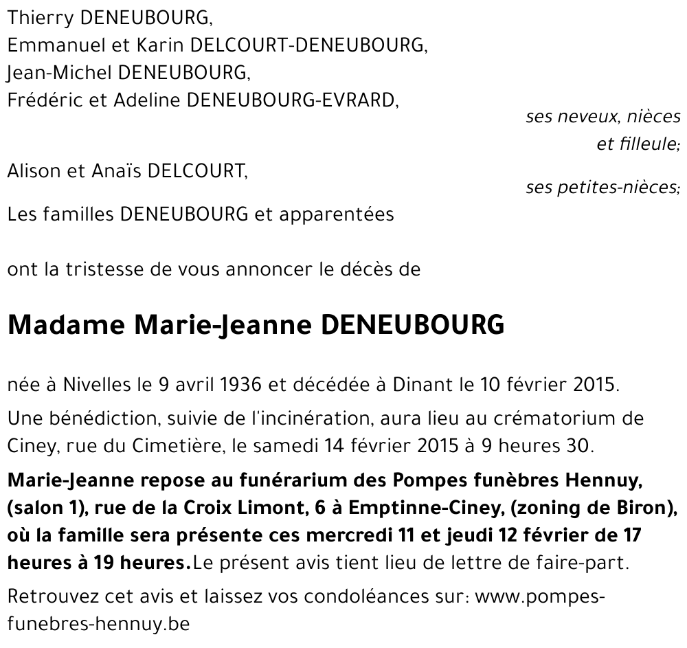 Marie-Jeanne DENEUBOURG