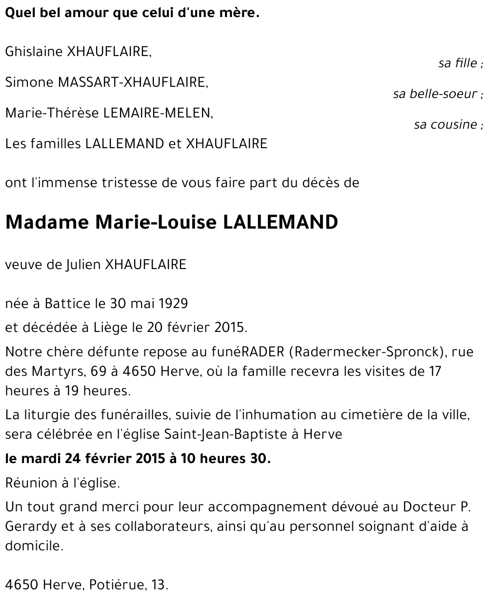 Marie-Louise LALLEMAND
